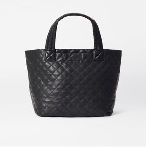 MZ Wallace Black Quilted Leather Small Metro Tote Deluxe